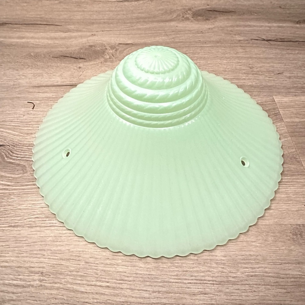 30’s-40’s Art Deco Vintage Opaque Mint Green Glass Ceiling Light Shade 3 hole